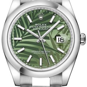 watch for man rolex datejust 36 olive green palm motif dial unisex watch 126200 0020 001