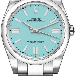 watch for man rolex oyster perpetual 41 turquoise blue men s watch 124300 0006 001