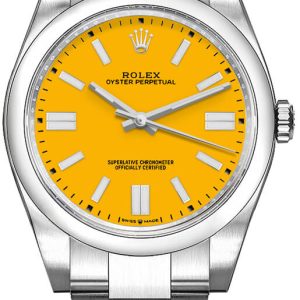watch for man rolex oyster perpetual 41 yellow dial oystersteel men s watch 124300 0004 001