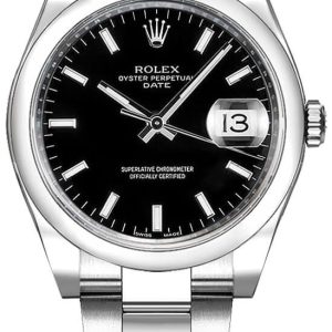 watch for man rolex oyster perpetual date 34 black dial watch 115200 001